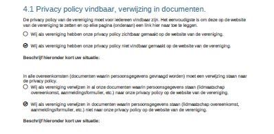 Privacy policy vindbaar, verwijzing in documenten
